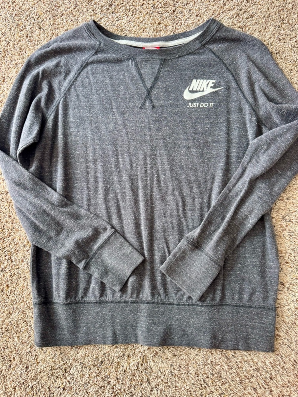 Nike Heather Dark Gray Crewneck thin sweatshirt - White Logo